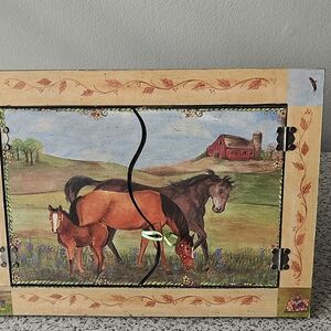 Wall Mirror Stand Horses open up 14 x 10.5"